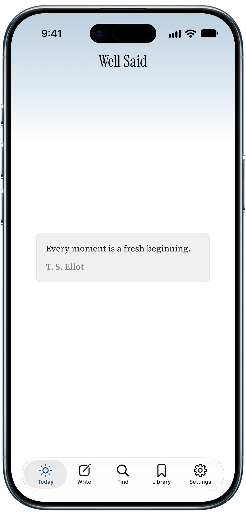 For You in Well Said, showing the quote chosen for today